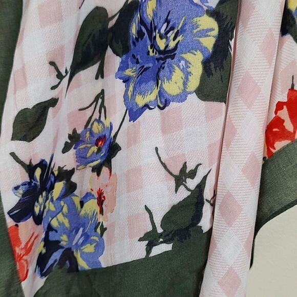 Talbot's Pink Check Floral Oblong Scarf Wrap NWT - Picture 6 of 10